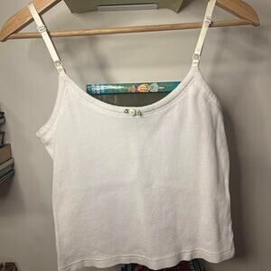 Vintage 1990s Cropped White Tank with Rosette Detail Size S